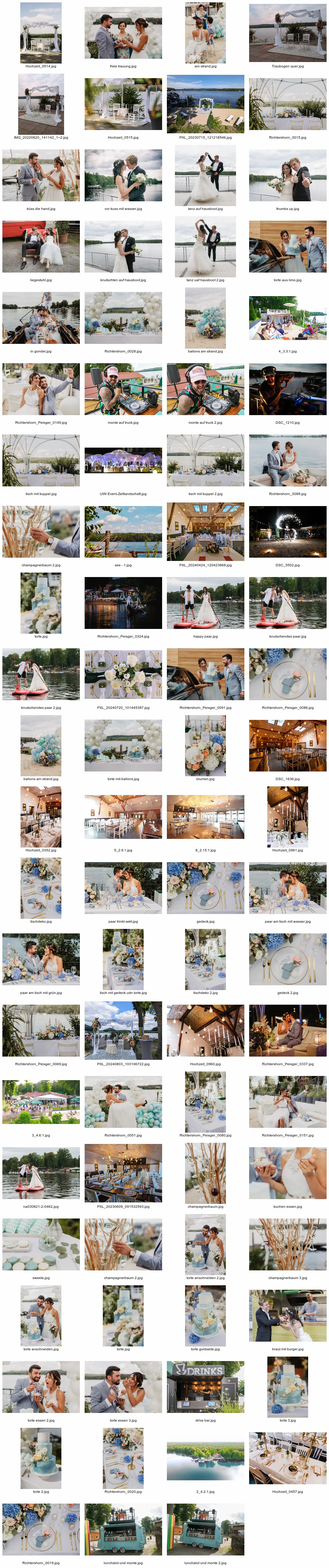 Collage vieler Eventfotos mit Hochzeiten, Tischen und Momenten in Richtershorn.